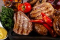 Grilled meat mix plate Royalty Free Stock Photo