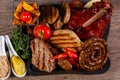 Grilled meat mix plate Royalty Free Stock Photo