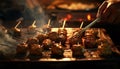 Grilled meat skewers on a barbecue, a delicious summer meal generated by AI Royalty Free Stock Photo