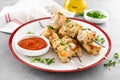 Grilled meat skewers, chicken shish kebab Royalty Free Stock Photo