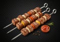 Grilled meat skewers  on transparent background. Royalty Free Stock Photo