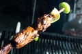 Grilled meat on a stick cooked fresh Royalty Free Stock Photo