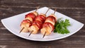 Grilled meat and vegetables on skewer Royalty Free Stock Photo