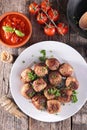 Grilled meatball and herbs Royalty Free Stock Photo