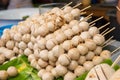 Grilled Meatballs in street market.Thailand.