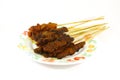 Grilled Meats Skewered on Bamboo Sticks Royalty Free Stock Photo