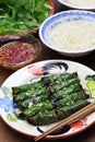 Grilled minced beef wrapped in betel leaf, vietnamese cuisine