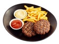 Grilled minced meat and french-fries