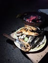 Grilled mullet and shrimp ready to be served Royalty Free Stock Photo