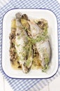 Grilled mushroom stuffed trout with thyme Royalty Free Stock Photo