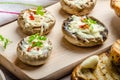 Grilled mushrooms stuffed cheese and chilli