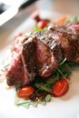 Grilled New York Strip on a bed of Arugula