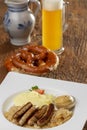 Grilled nuremberger bratwurst Royalty Free Stock Photo