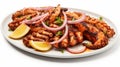 Grilled Octopus With Lemon And Garlic Onion Slices
