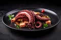 Grilled octopus plate. Generate Ai Royalty Free Stock Photo