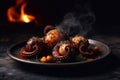 Grilled octopus on a plate. Grilled seafood. Generative AI