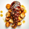 Grilled octopus with potatoes Generative Royalty Free Stock Photo