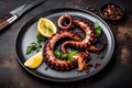Grilled octopus restaurant. Generate Ai Royalty Free Stock Photo