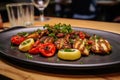 Grilled octopus with roasted potatoes and paprika. Spain food