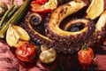 Grilled octopus with vegetable Royalty Free Stock Photo