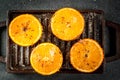 Grilled oranges with granola