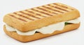 A grilled panini sandwich with a rectangular shape, featuring toasted, golden-brown Royalty Free Stock Photo