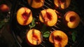 Grilled peach halves