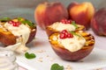 Grilled peaches dessert Royalty Free Stock Photo