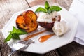 Grilled Peaches with fresh cream Royalty Free Stock Photo