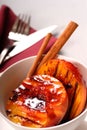 Grilled peaches with sauce Royalty Free Stock Photo