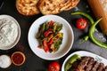 Grilled Pepper Salad With Flatbread and Meat Royalty Free Stock Photo