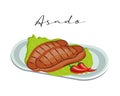 Grilled pieces of meat, steaks. Asado, Latin American cuisine, Argentine national cuisine. Food illustration vector