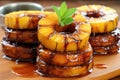 grilled pineapple rings with a caramel glaze