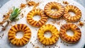 Grilled pineapple rings with spices on white surface. Generative AI Royalty Free Stock Photo