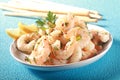 Grilled pink shelled marine prawns Royalty Free Stock Photo