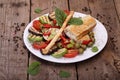 Grilled pita with cheese and grilled vegetables Royalty Free Stock Photo