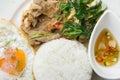 Grilled pork basil with Fried egg , stir basil with crispy pork Royalty Free Stock Photo