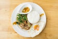 Grilled pork basil with Fried egg , stir basil with crispy pork Royalty Free Stock Photo