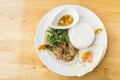 Grilled pork basil with Fried egg , stir basil with crispy pork Royalty Free Stock Photo