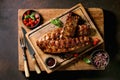 Grilled pork bbq ribs served with cherry tomatoes Royalty Free Stock Photo