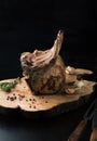 Grilled pork chop with spices, rosemary Royalty Free Stock Photo