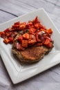 Grilled pork chop steak with pepper slices Royalty Free Stock Photo