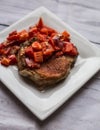 Grilled pork chop steak with pepper slices Royalty Free Stock Photo