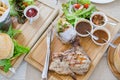 Grilled pork chop steak set Royalty Free Stock Photo