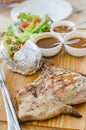 Grilled pork chop steak set Royalty Free Stock Photo