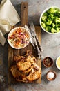 Grilled pork chops with cole slaw salad Royalty Free Stock Photo