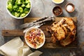 Grilled pork chops with cole slaw salad Royalty Free Stock Photo