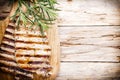 Grilled pork chops pieces. Spices and rosemary. Royalty Free Stock Photo