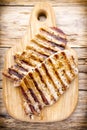 Grilled pork chops pieces. Spices and rosemary. Royalty Free Stock Photo