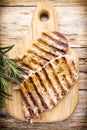 Grilled pork chops pieces. Spices and rosemary. Royalty Free Stock Photo